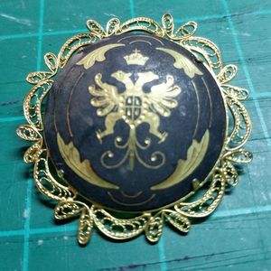 Spanish Toledo Damascene double headed eagle pin